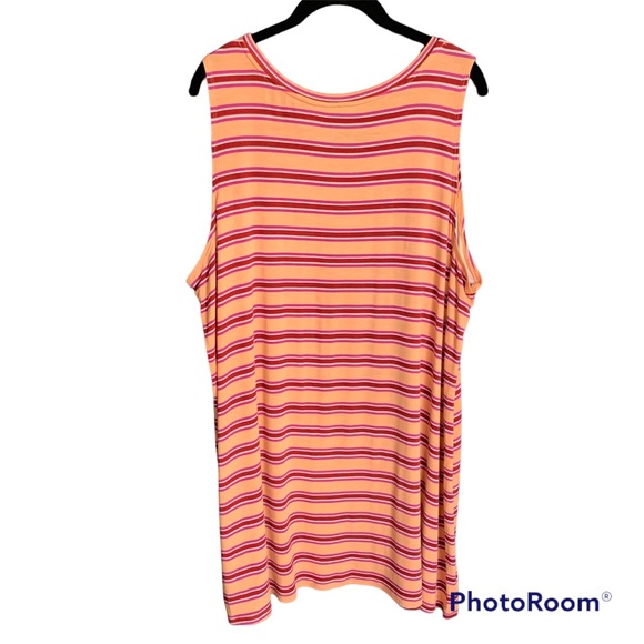 LOGO Lori Goldstein Womens 2X Peach Multi Color Striped Tank Top Dress - Picture 2 of 5